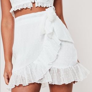 Missguided Dobby Chiffon Wrap Frill Mini Skirt